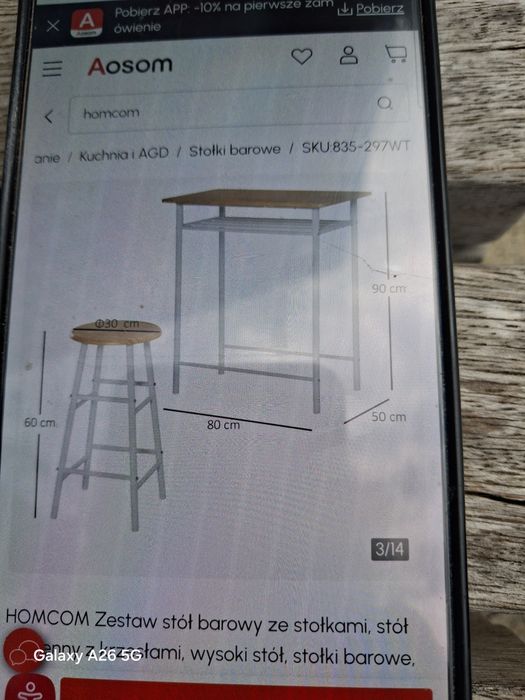 Stół barowy plus 2 hokery odbiór osobisty
