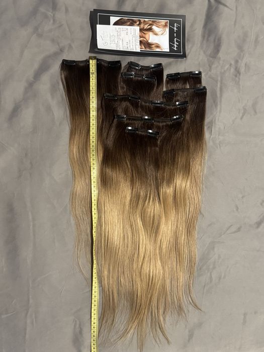 Włosy doczepiane naturalne clip in on 50-60cm blond
