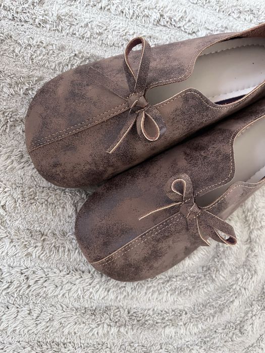 Mary Jane szerokie okrągłe noski mokasyny r.41 wkł.26,5cm barefoot kokarda