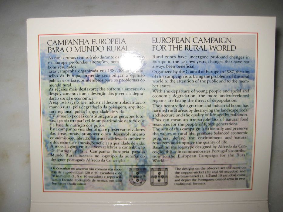 Coleção moedas correntes brilhantes não circuladas, PORTUGAL 1987
