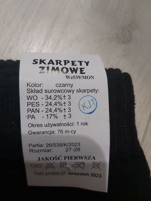 Skarpety zimowe 539/MON roz 41/42 dl 27/28