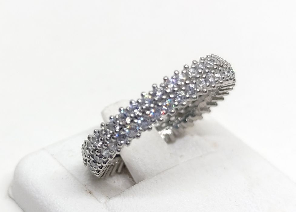 Obrączka cyrkonie rozmiar 15 srebro 925