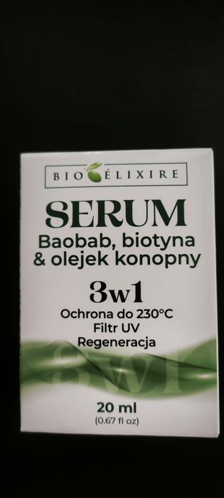 Bioelixire Serum z baobabem biotyną i olejkiem konopnym 20 ml