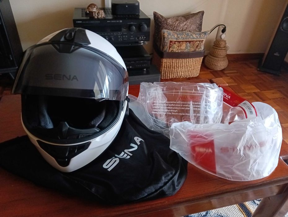Capacete "Sena" branco com Bluetooth, L