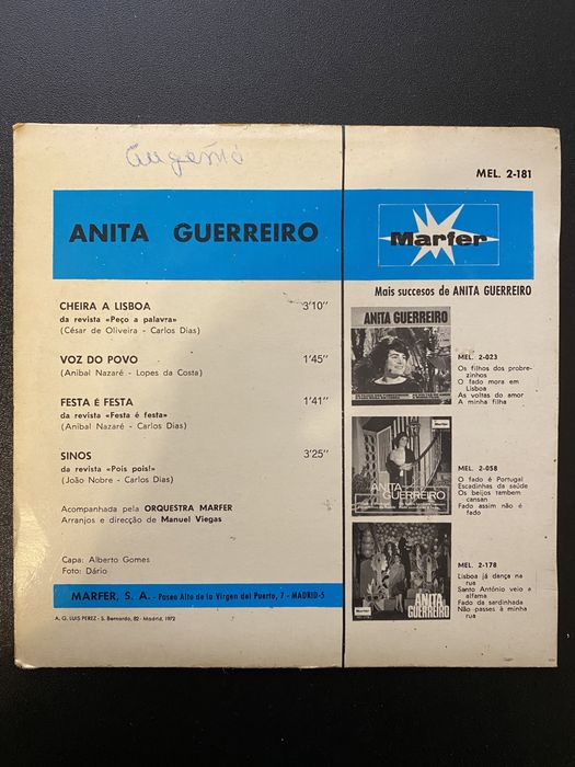 Vinil - Anita Guerreiro - Cheira a Lisboa