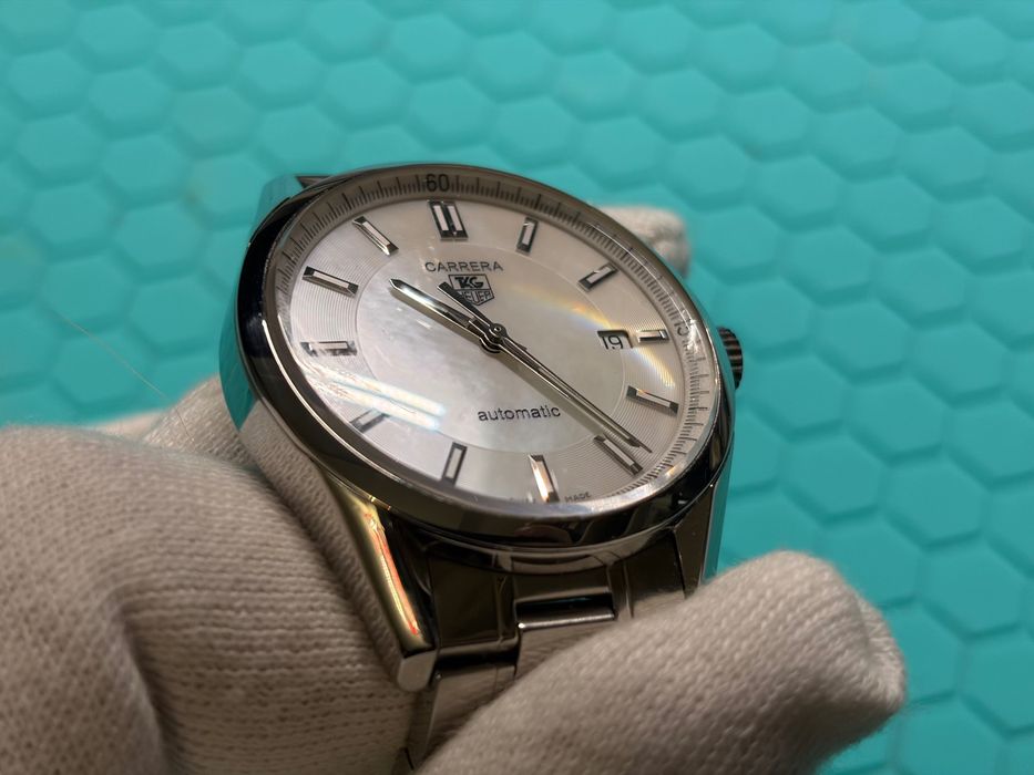 TAG Heuer Carrera Calibre 5 ― Tarcza z macicy perłowej ― Full Set
