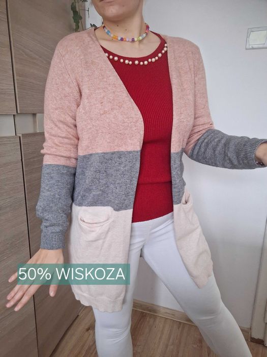 Kardigan trzykolorowy L