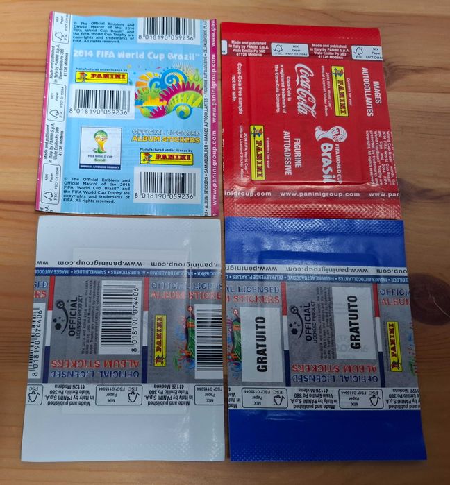 Lote de 20 saquetas de cromos fechadas Mundial Europeu Panini