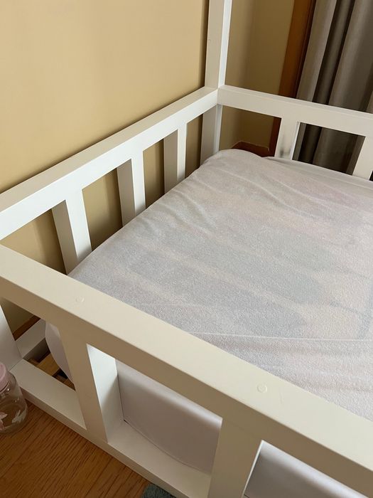 Cama criança Montessori madeira branca 200x90