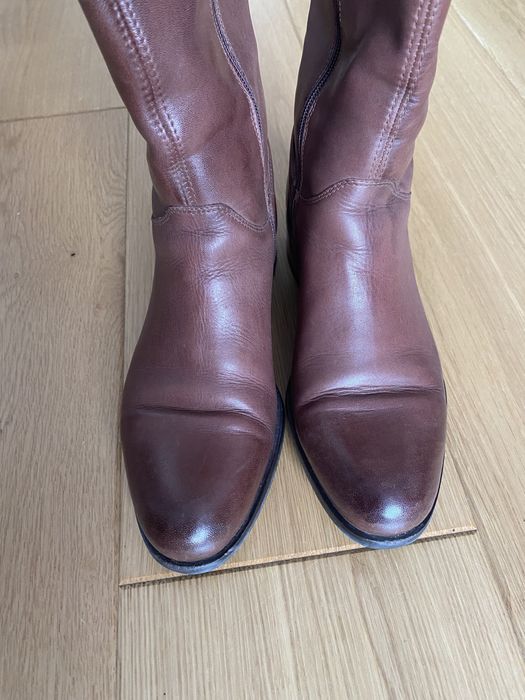 Skórzane, brązowe kozaki Lasocki, rozmiar 36