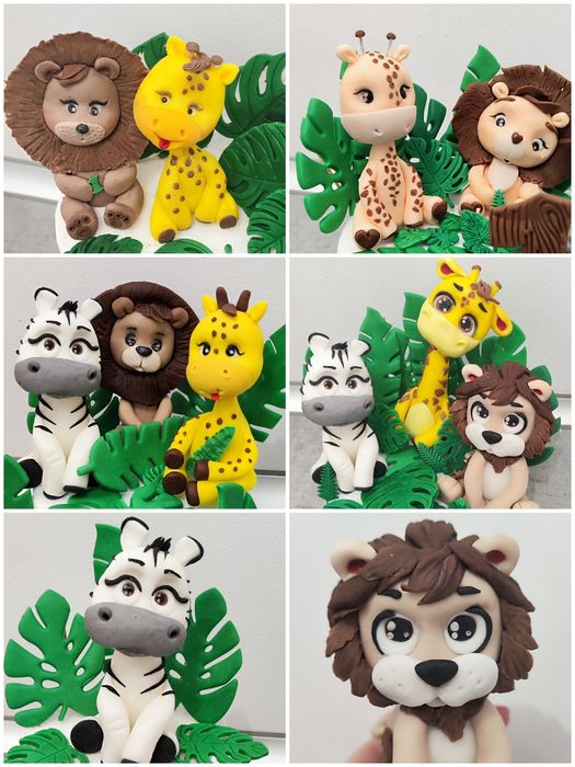 Safari figurki dekoracyjne ozdoby na tort z masy cukrowej