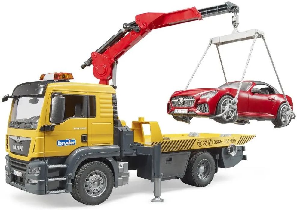 MAN TGS pomoc drogowa z samochodem roadster 03750 Zabawka Bruder