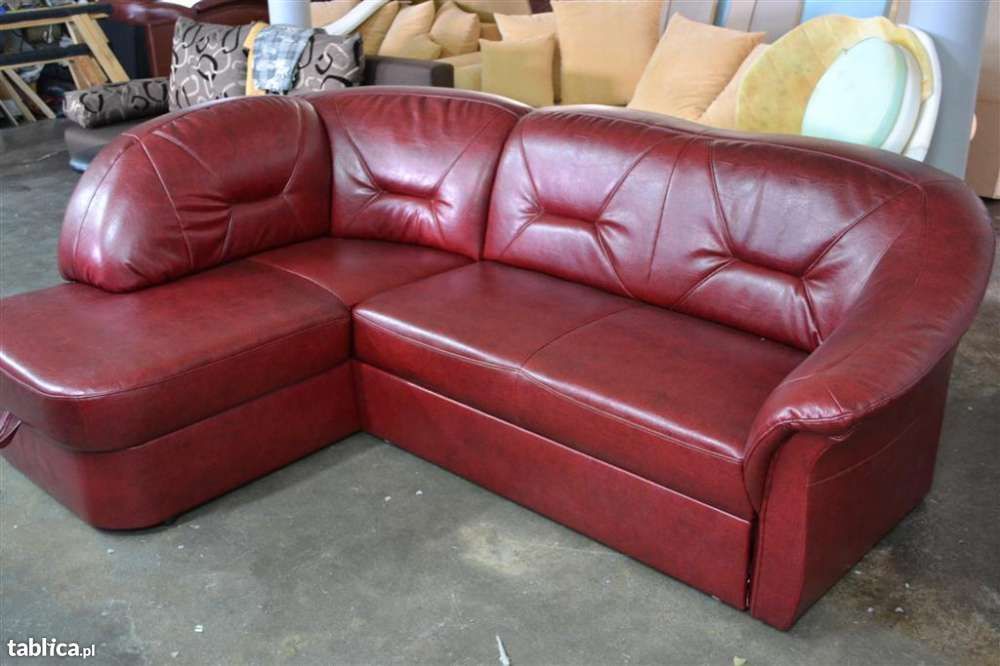 Narożnik "FRESH" EKO SKÓRA  z f. spania i pojemnik na pościel.