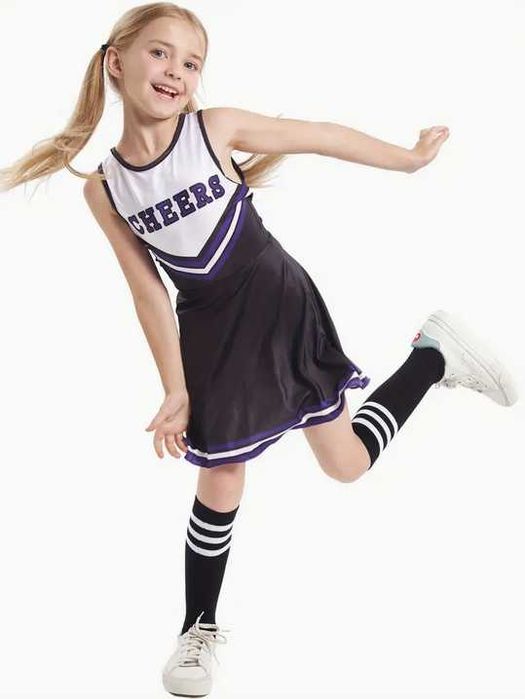 134 Strój cheerleaderki CHEERLEADERKA Cheers kostium sukienka pompony