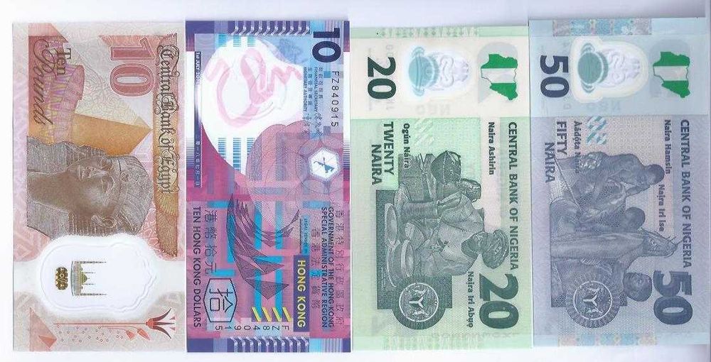 NOTAS DE POLIMERO 4  NOVAS     Nigeria, Hong Kong e Egito