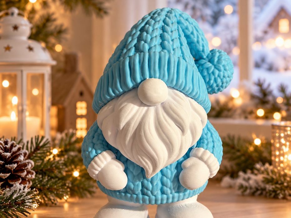 Gnome de Natal com chapéu de tricô