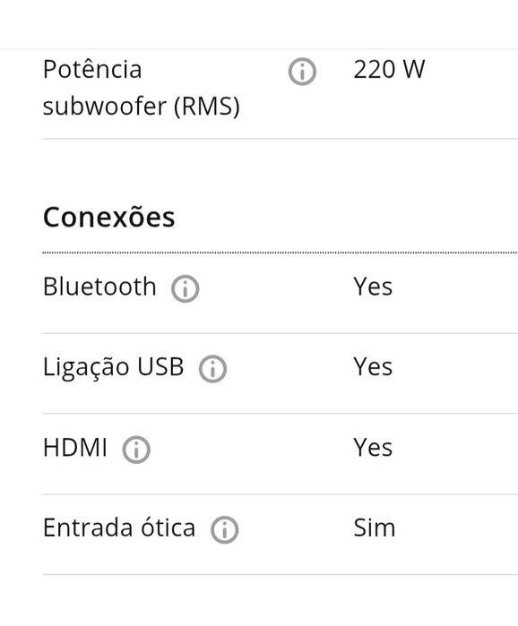 BARRA de som com subwoofer