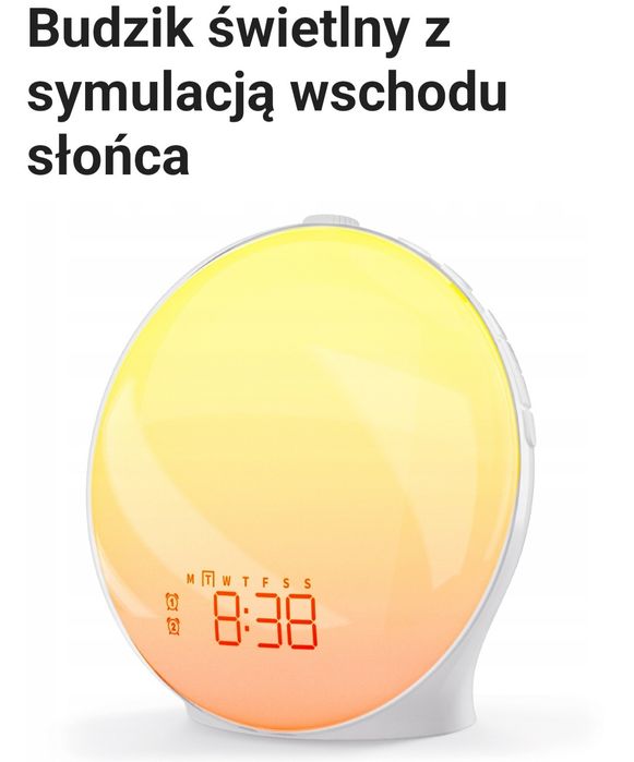 Budzik Świetlny Sunrise Pro z Symulacją Wschodu Słońca Radio