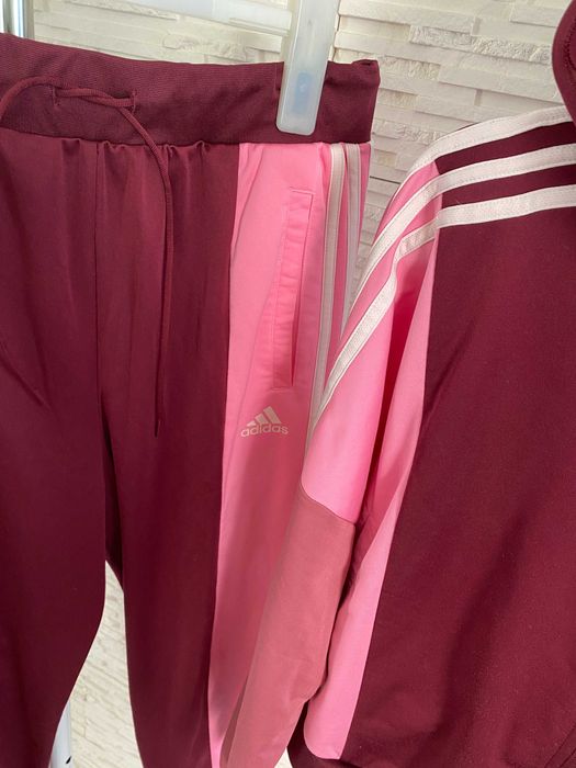 Adidas j nowy set dresowy łączone kolory bordo róż