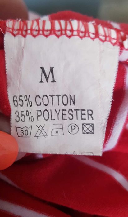 CZERWONA Bluzka  w białe paski