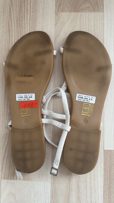 Białe, skórzane sandały Venezia, rozmiar 40