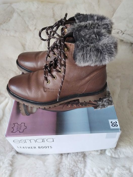 Buty skórzane, zimowe, damskie , r.38-sprzedam
