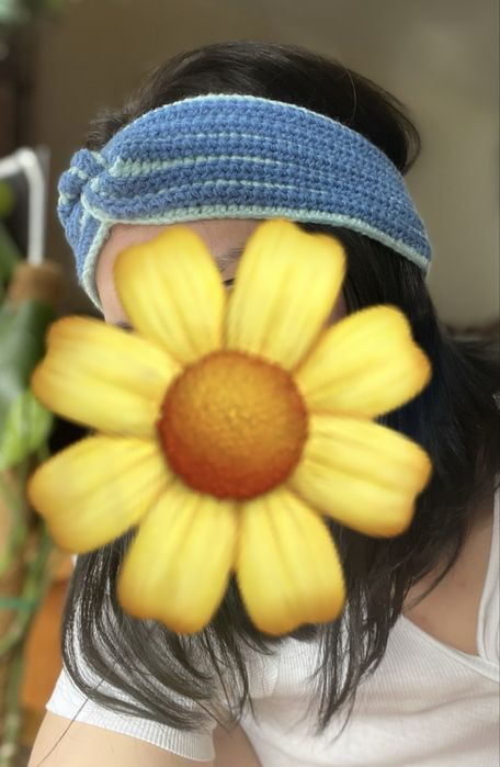 Ręcznie robiona opaska na głowę  | Handmade | Niebieska opaska Twist
