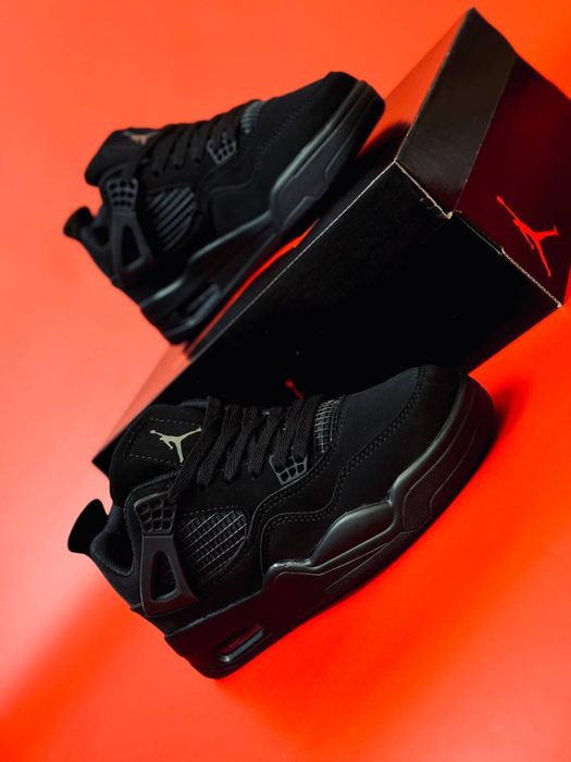 Nike Air Retro Jordan 4 cat premium black набуковые кроссовки Джордан