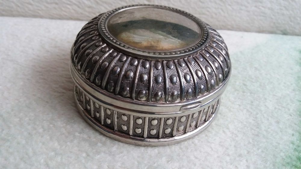 g, ozdobne pudełko na biżuterię art deco styl okrągłe