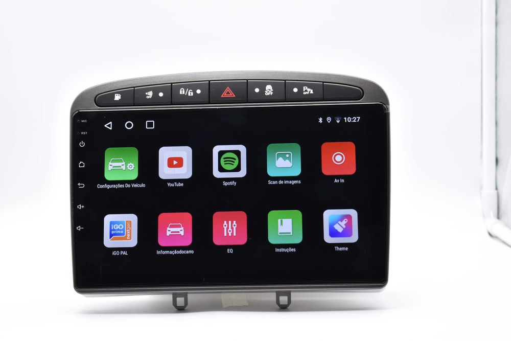 Rádio 2 DIN Android Peugeot 308 e Peugeot 408 moldura Cinza + câmara