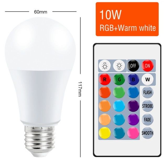Лампа LED цветная RGB 10 Wt с пультом