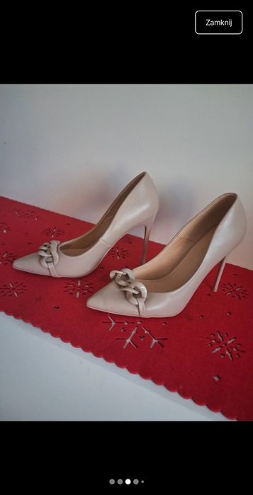 Szpilki beżowe eleganckie weselne nowe r 38