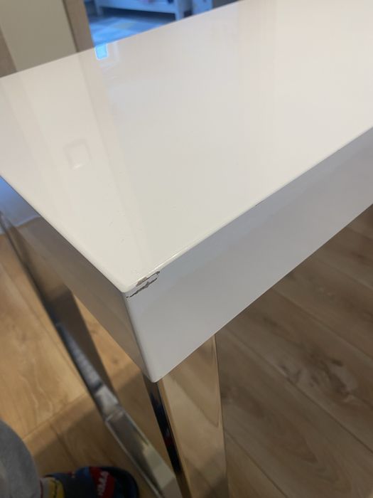 Konsola/biurko glamour wysoki biały połysk