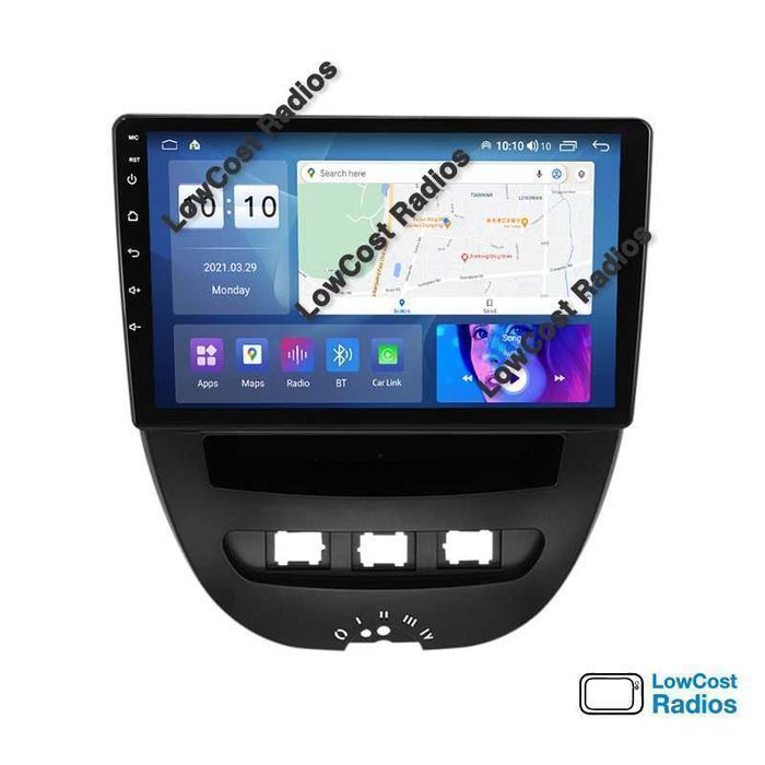 Auto Rádio GPS 10" ANDROID 15 | TOYOTA AYGO, PEUGEOT 107, CITROEN C1  | CARPLAY • ANDROID AUTO