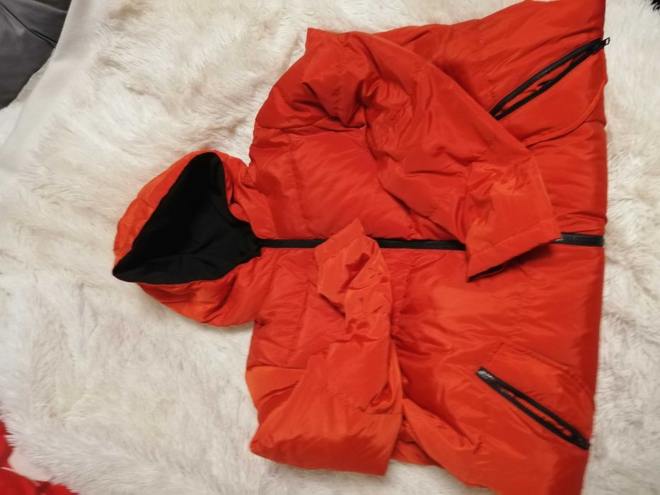 czerwony płaszcz puchowy Solar L XL długa kurtka puchowa oversize
