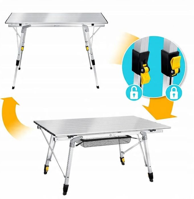 Stół turystyczny Kesser 53 x 90 x 70 cm srebrny