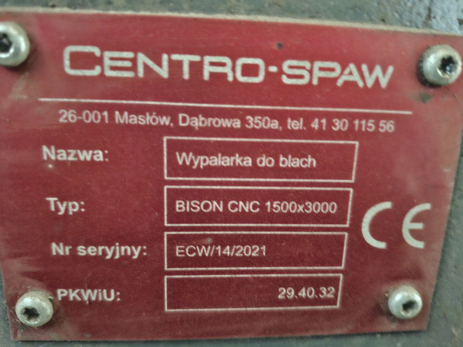 Wypalarka plazmowa cnc 1500x3000