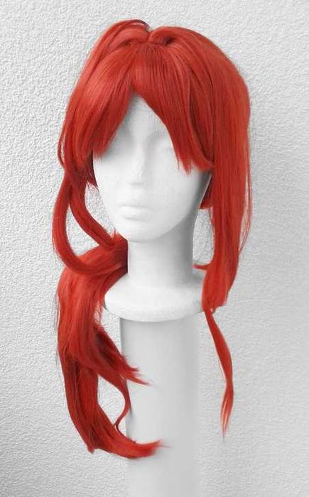 Diluc Genshin Impact czerwona peruka z kitką cosplay czerwony wig