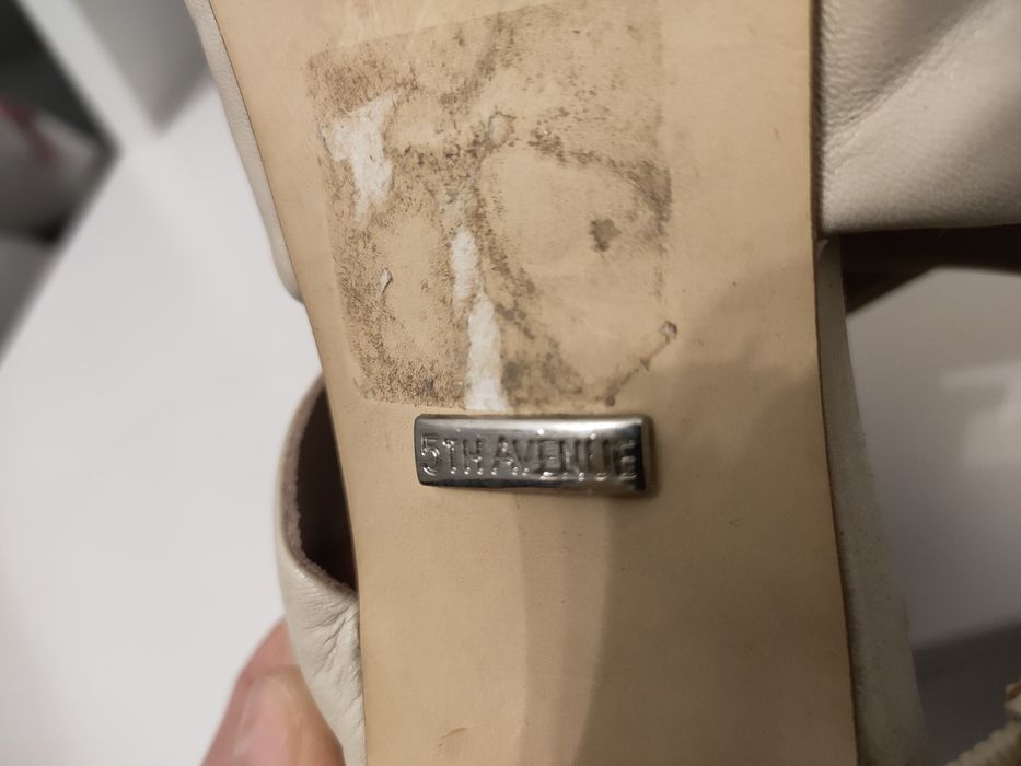 Klapki na szpilce, platforma, skórzane, 5th Avenue, 40