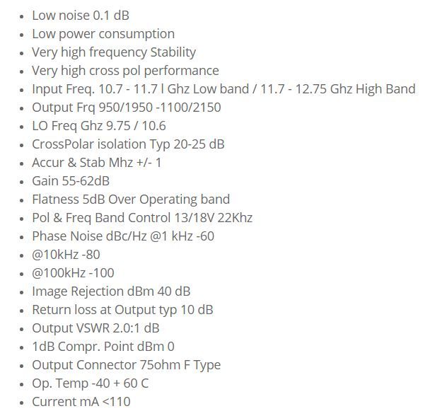 LNB Technomate TM-1 0.1 dB Universal Single Super High Gain64298370769667121