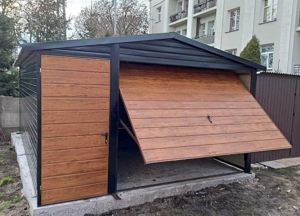 Garaż blaszany Blaszak złoty dąb DREWNOPODOBNY kolor Premium 6x5 Raty Dostawa Montaż
