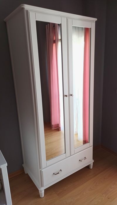 Roupeiro "Tyssedal" - Branco & Vidro espelhado