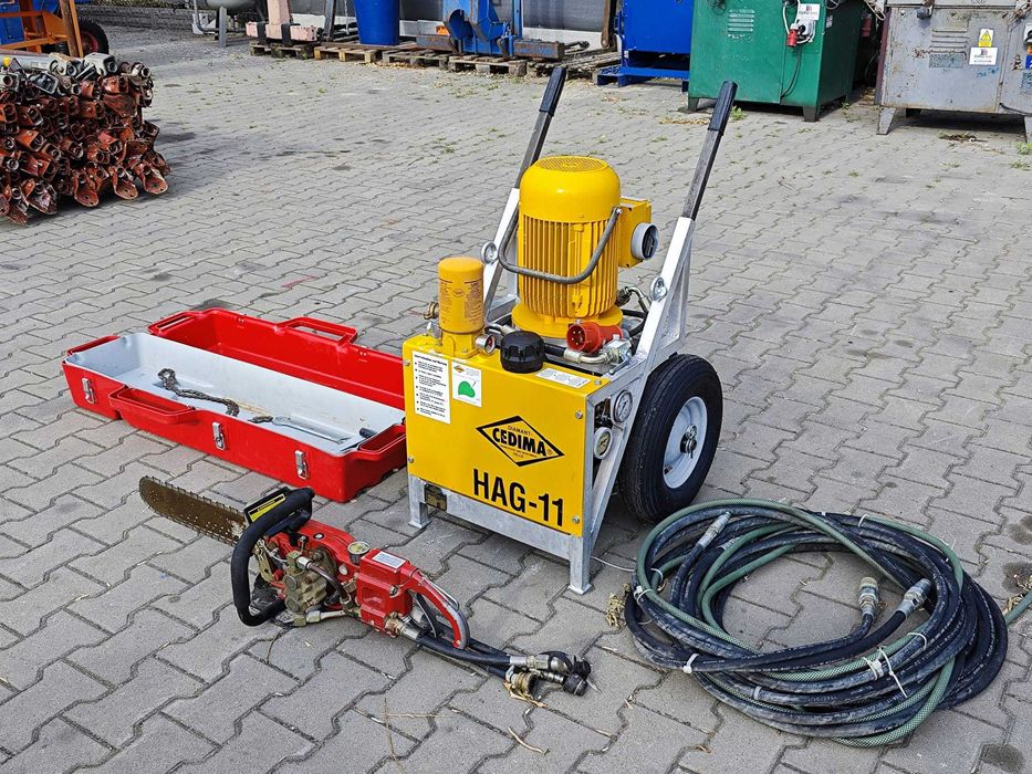 Agregat hydrauliczny CEDIMA HAG-11 + Piła łańcuchowa ICS do ścian betonu przecinarka ścienna