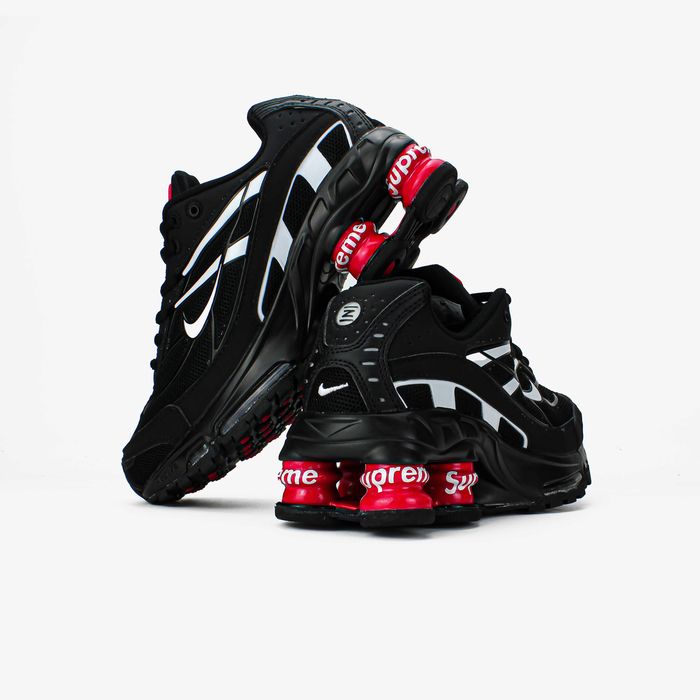 Чоловічі кросівки Supreme x Nike Shox Ride 2 SP "Black/Electric Red" Розміри 40-45