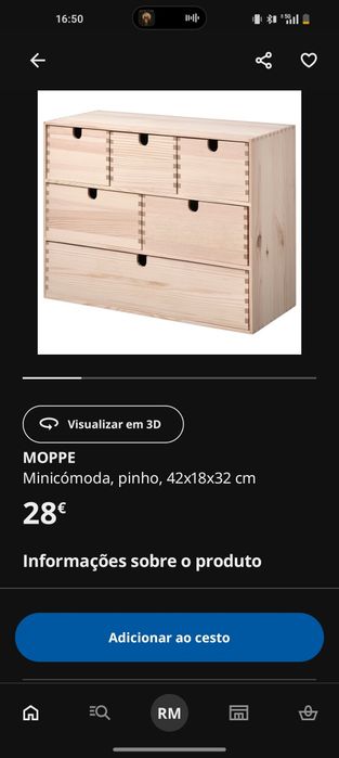 Caixas de arrumação/ mini cómoda moppe ikea