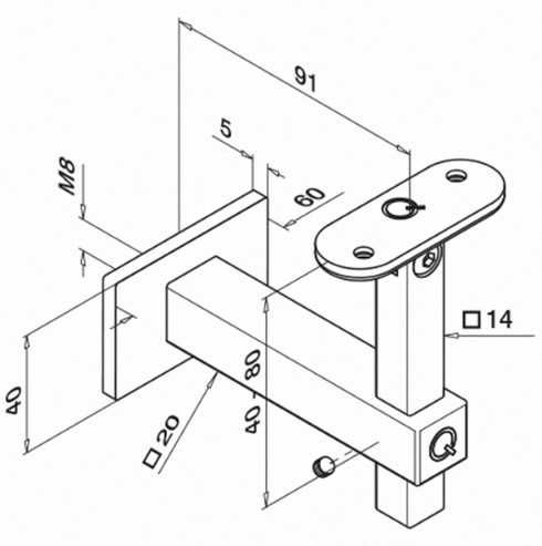 Wspornik, uchwyt, podpora poręczy - regulowany