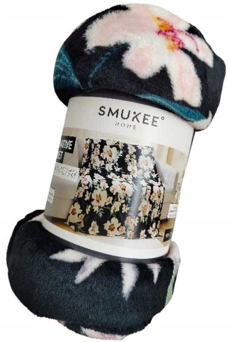 Koc Dekoracyjny Narzuta Pled KWIATY Smukee HOME 170 X 150