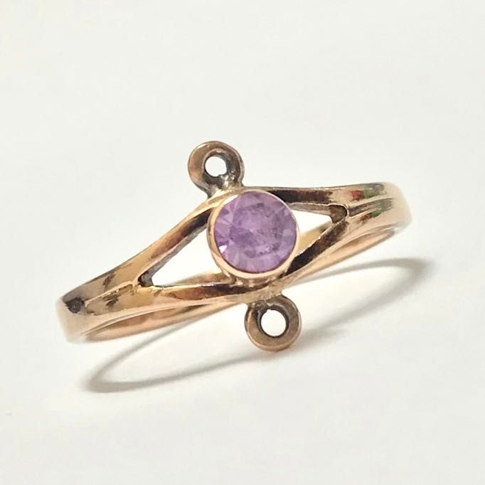 Złoty PIERŚCIONEK 14K cudny AMETYST fioletowy r.14