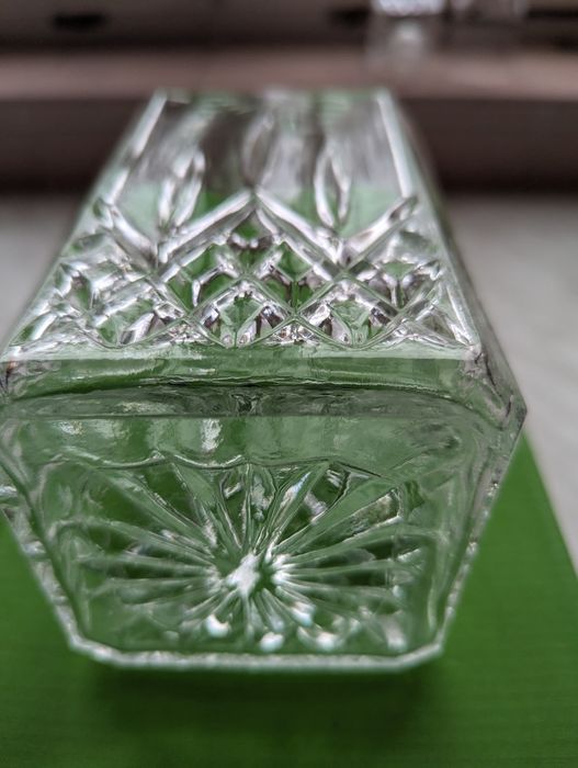 Karafka szklana kryształ.z korkiem i 5 szklaneczek - antyk z PRL - kpl