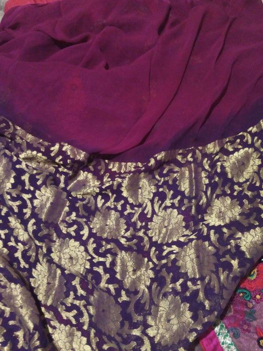 Индийское сари с чоли платок сетка